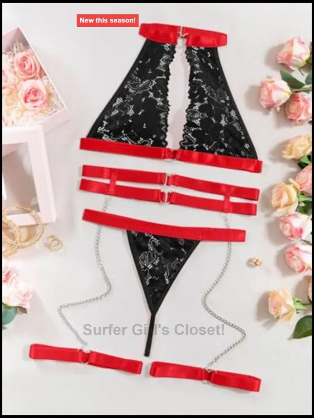 Sexy Lingerie Set 3 Piece Halter Outfit